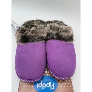 Women's XL 11-12 Purple Furry Floopi Slippers clogs Indoor Outdoor Memory Foam